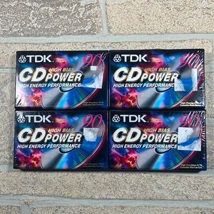 NEW Sealed Set Of 4 TDK High Bias CD Power 90 Mins. Audio Blank Cassette Tape
